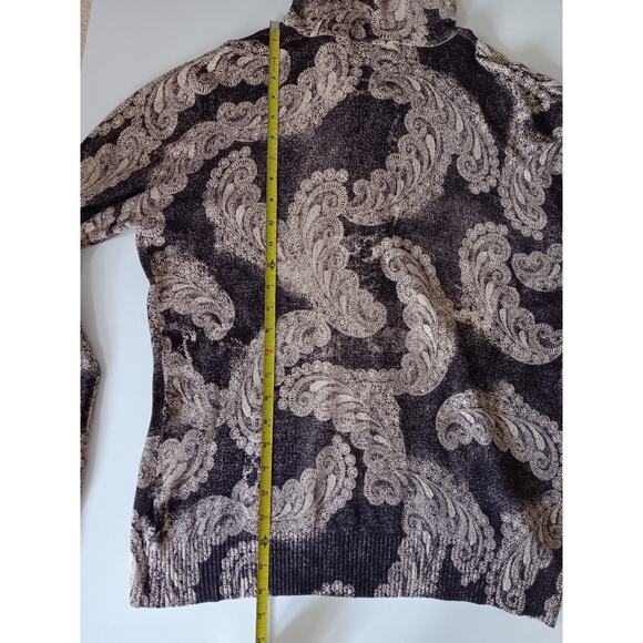 Cinnamon Cinder Hooded Sweater Jacket Zip Front Brown Tan Paisley XL - Picture 11 of 16